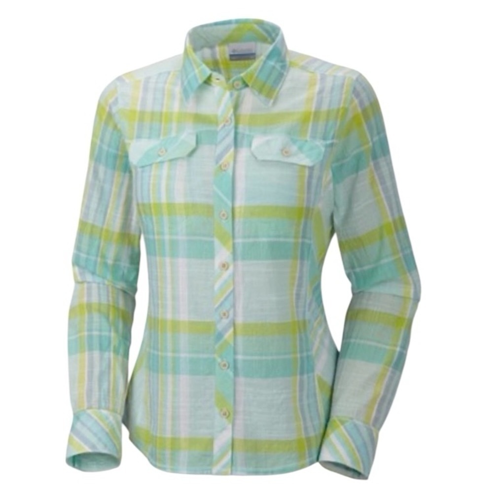 Columbia Camp Henry Shirt Tippet Plaid Roll-up Sleeve Casual Gauzy Hiking NWT 1X